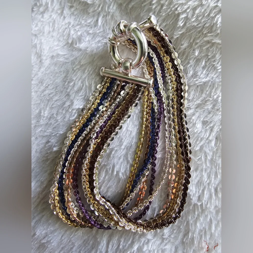 Sterling Silver Milor Colorful Multi Strand Braclet